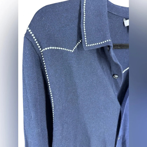 Reiss western stitch style button front sweater - Picture 3 of 5